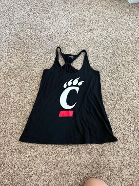 Champion Black Tank Top with White 'C' and Red Accent cincinnati uc